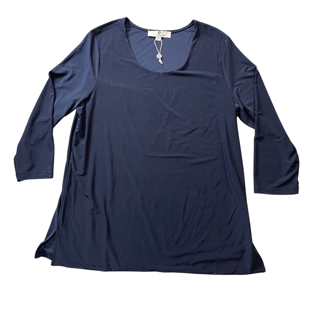 Jean-Pierre Klifa XL Navy New w/Tags Ladies‎ 3/4  Sleeve Top Polyester Blend